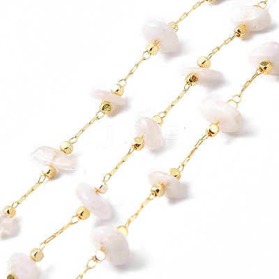 Natural White Moonstone Chips Beaded Chains CHC-SZ0001-62G-1