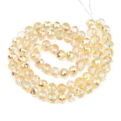 Electroplate Transparent Glass Beads Strands EGLA-N002-31-C04-1