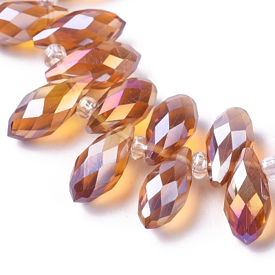 Electroplate Glass Faceted Teardrop Beads Strands EGLA-D014-33-1