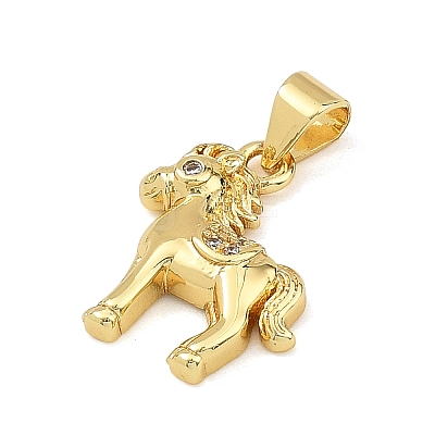 Brass Micro Pave Clear Cubic Zirconia Pendants KK-C265-01A-G-1