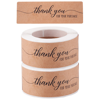 2 Rolls Rectangle Thank You Theme Paper Stickers DIY-TA0013-47C-1