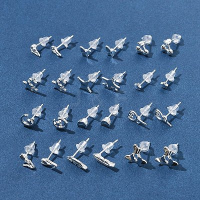 2 Pairs Alloy Stud Earrings for Women EJEW-FS0001-27K-1