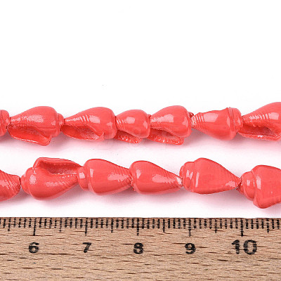 Spray Painted Natural Spiral Shell Beads Strands BSHE-G039-08F-1