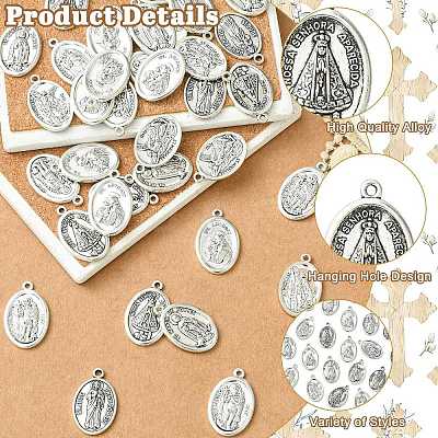60Pcs 6 Styles Religion Tibetan Style Alloy Pendants FIND-CJ0005-79-1