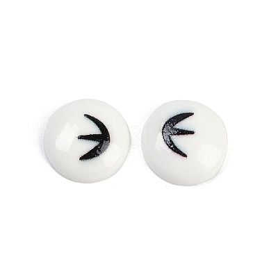 White and Black Flat Round Cartoon Resin Cabochons LS-CRES-Q009-01B-1