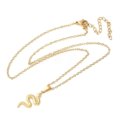 304 Stainless Steel Snake Pendant Necklaces for Women Men LS-NJEW-Z063-03G-02-1