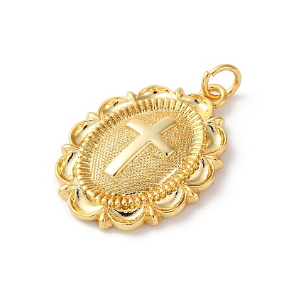 Brass Pendants with Jump Ring KK-V016-09G-1