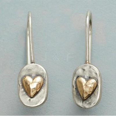 Oval with Heart Pattern Alloy Dangle Earrings FS-WG9D7F4-01-1