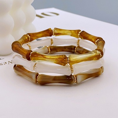 Acrylic Bamboo Joint Beaded Bracelets for Women FS-WG26A21-28-1