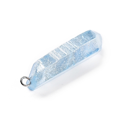 Electroplated Natural Quartz Pendants G-P315-B01-10P-1