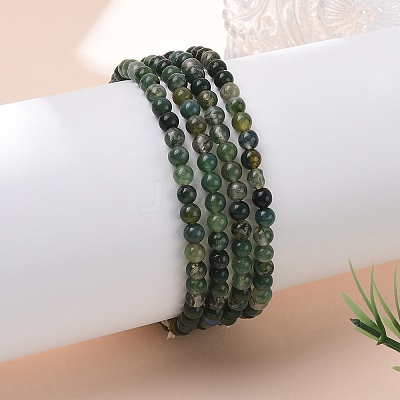 Natural Moss Agate Beads Stretch Bracelets XZ8284-1-1