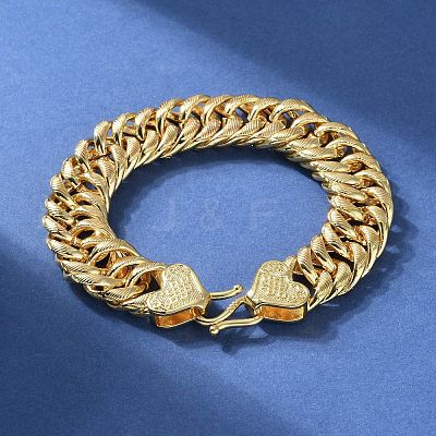 Brass Cuban Chain Bracelets for Women Men BJEW-R016-01G-02-1