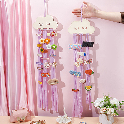 Cloud Wooden Hairpin Hair Clip Hanging Holder Storage Organizer WH-WG78846-03-1