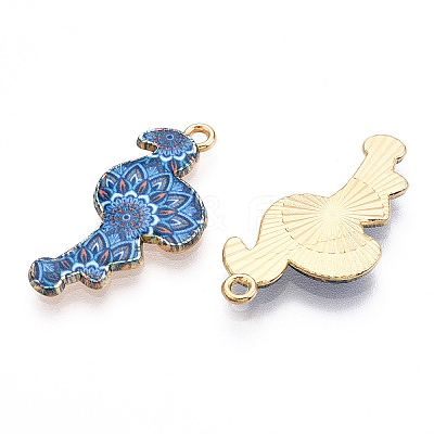 Printed Light Gold Tone Alloy Pendants ENAM-N056-210D-1