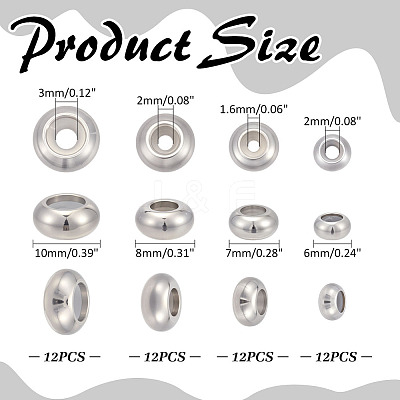 48Pcs 4 Styles Stainless Steel Beads STAS-ME0002-44-1