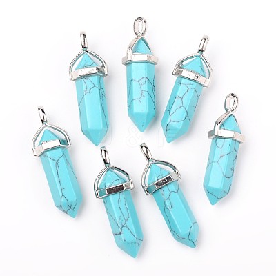 Dyed Synthetic Turquoise Pointed Pendants G-F295-03A-1