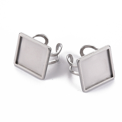 Tarnish Resistant 201 Stainless Steel Cuff Pad Ring Settings STAS-S080-041E-P-1
