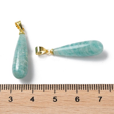 Natural Amazonite Teardrop Pendants G-Q005-03G-05-1