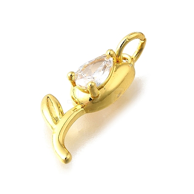 Brass Micro Pave Cubic Zirconia Pendants KK-Z102-01G-02-1