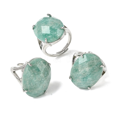 Natural Amazonite Finger Rings RJEW-C154-01K-1