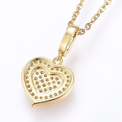 Brass Micro Pave Cubic Zirconia Pendant Necklaces NJEW-H486-24G-1