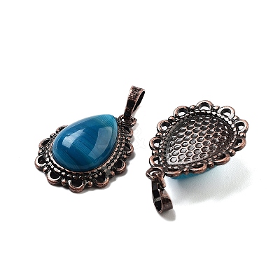 Natural Banded Agate Teardrop Pendants G-K363-01R-10-1