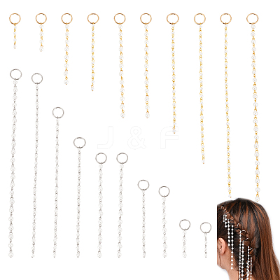 20Pcs 2 Color ABS Plastic Imitation Pearl Hair Pendants Decoration Clips OHAR-AB00002-1