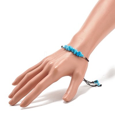 Synthetic Turquoise(Dyed) Chips Braided Bead Bracelet BJEW-JB08019-05-1