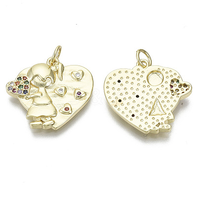 Brass Micro Pave Cubic Zirconia Pendants X-ZIRC-S061-173G-NF-1
