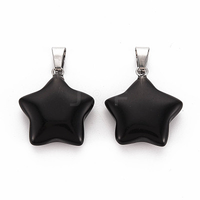 Star Natural Black Stone Pendants G-Q367-23-1