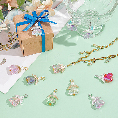 30Pcs 2 Colors Glass Pendants PALLOY-PH01718-1