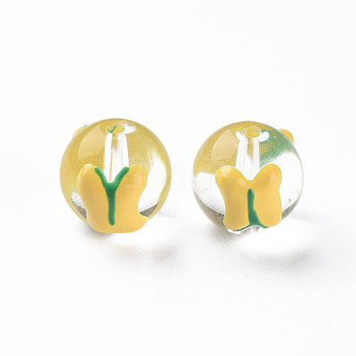 Transparent Glass Enamel Beads GLAA-N049-019-1