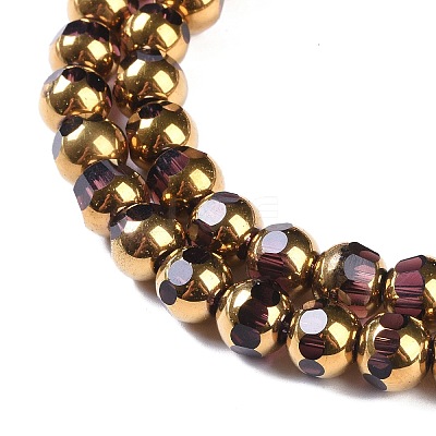 Electroplate Glass Beads Strands X-EGLA-Q128-04A-FP05-1