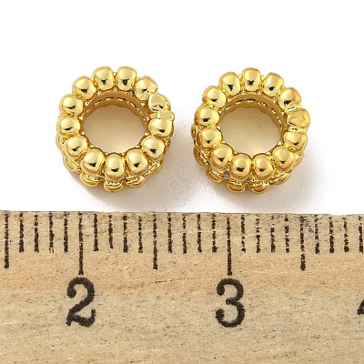 Rack Plating Brass Micro Pave Clear Cubic Zirconia European Beads KK-L215-011G-1