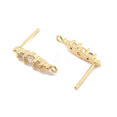 Brass Clear Cubic Zirconia Stud Earring Findings LS-KK-A238-02C-G-1
