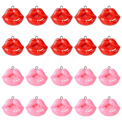 10Pcs 2 Colors Opaque Resin Pendants RESI-YW0003-46-1