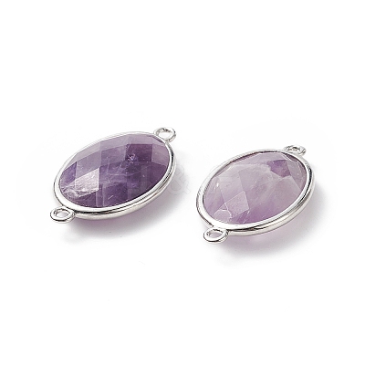 Platinum Plated Brass Amethyst Links connectors X-G-F339-B10-1