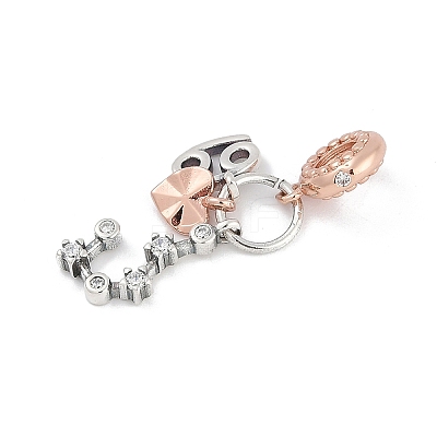 Brass Pendants with Cubic Zirconia European Beads KK-Q015-01F-1