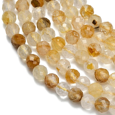 Grade A Natural Yellow Hematoid Quartz Beads Strands G-L642-F04-4mm-1