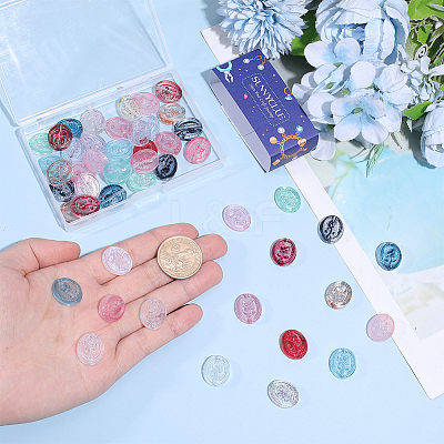52Pcs 13 Colors Baking Paint Transparent Glass Beads GLAA-SC0003-18-1