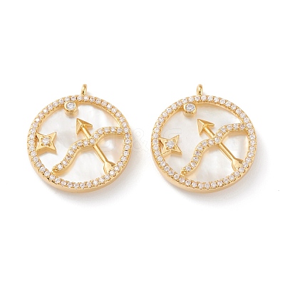 Real 18K Gold Plated Brass Micro Pave Clear Cubic Zirconia Pendants ZIRC-Z007-22K-1