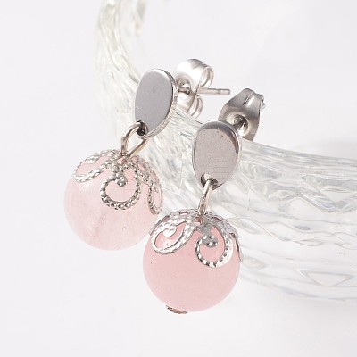 Natural Mixed Stone Ear Studs EJEW-JE01980-1