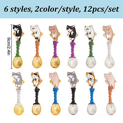 12Pcs 6 Styles Alloy Big Pendants PALLOY-DR00004-1