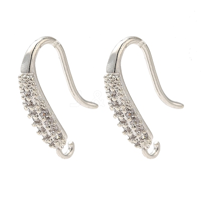 Rack Plating Brass Micro Pave Clear Cubic Zirconia Earring Hooks KK-A231-02S-1