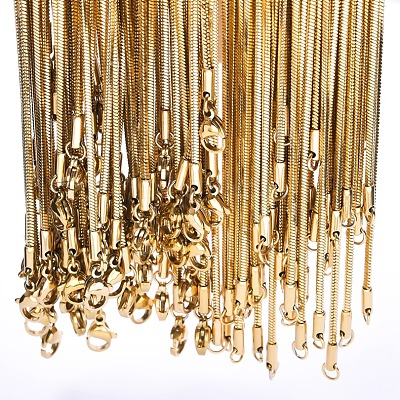 1.5mm 304 Stainless Steel Square Snake Chain Necklaces TW4888-2-1