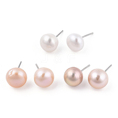 Natural Pearl Stud Earrings PEAR-N020-09C-1