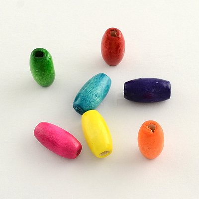 Dyed Natural Long Oval Wood Beads WOOD-Q003-23x8mm-M-LF-1