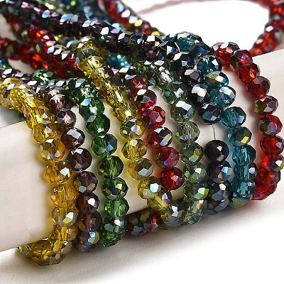 Electroplate Glass Faceted Rondelle Beads Strands EGLA-D020-4x3mm-M-1