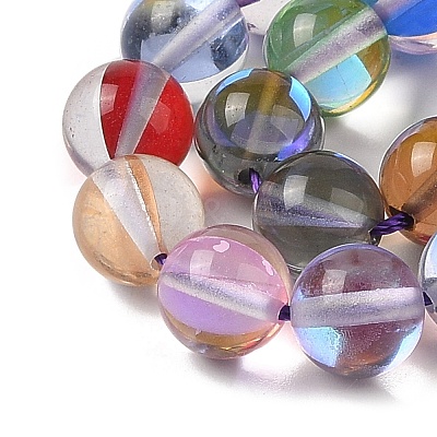 Electroplated Synthetic Moonstone Beads Strands G-C131-A01-02-1