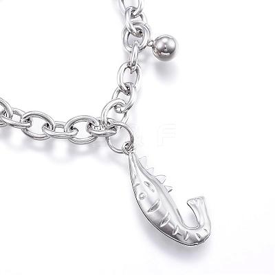 Tarnish Resistant 304 Stainless Steel Charm Bracelets BJEW-G544-21P-1